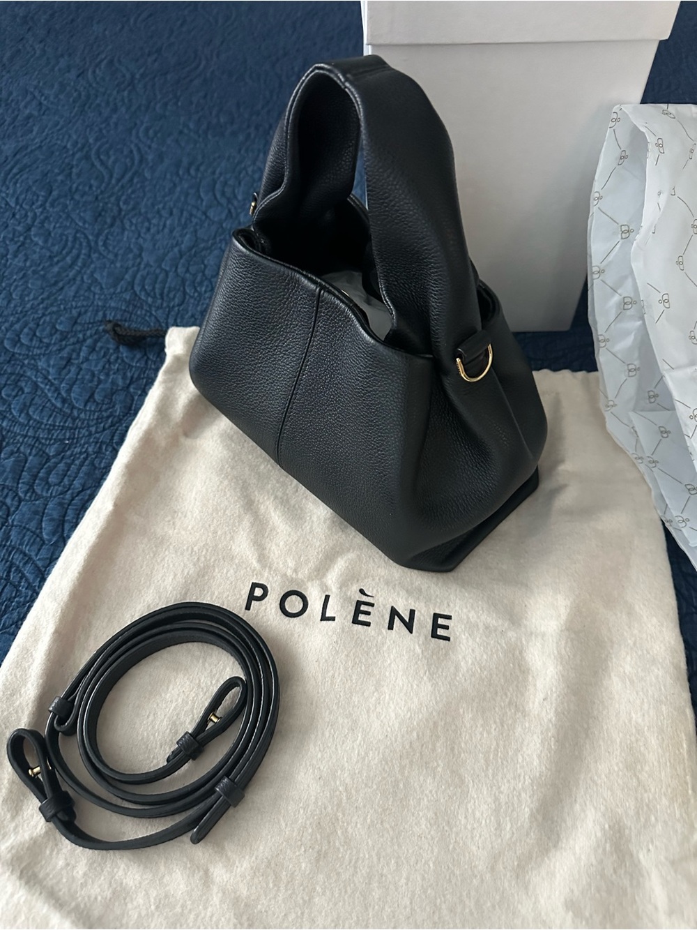Authentic! NWT! Polene Numéro Neuf Mini in Textured Black - Retail $540! - Picture 11 of 17